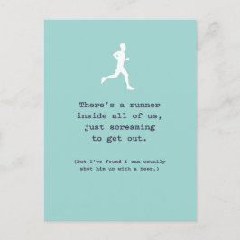 Lopend binnen ons/sluit hem op met een bier briefkaart