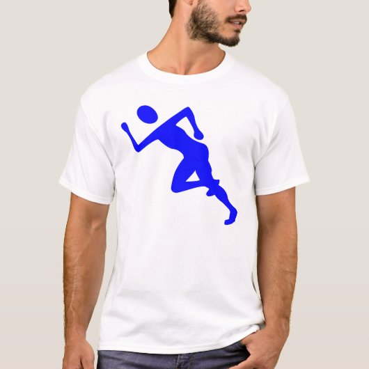 Lopend - blauw t-shirt (Voorkant)