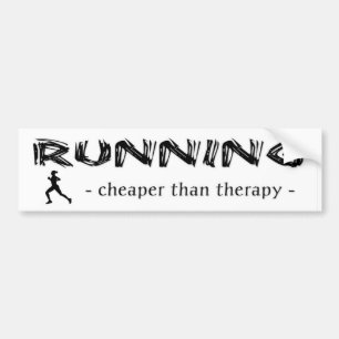 Lopend: Goedkoper dan therapie - Vrouw Runner Bumpersticker