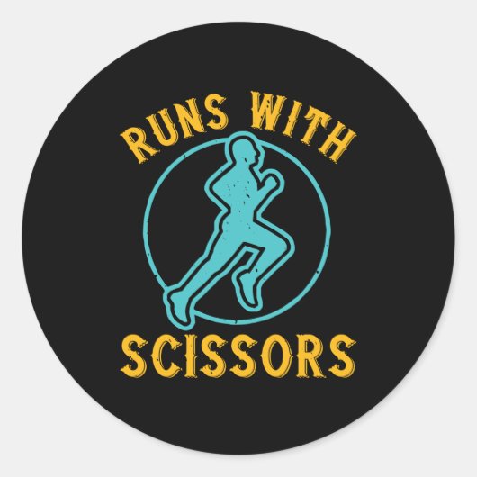 Lopend - Looppas met schaar Ronde Sticker (Voorkant)