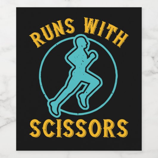 Lopend - Looppas met schaar Wijn Etiket (Enkel label)