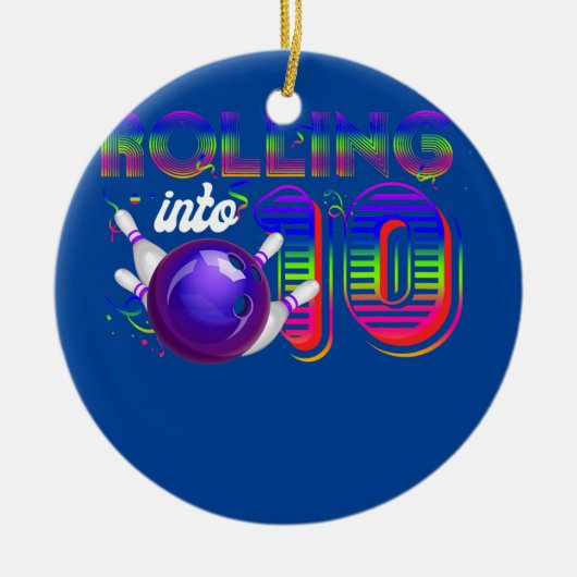 Lopend naar 10 Bowling Birthday Party 10th Keramisch Ornament (Voorkant)