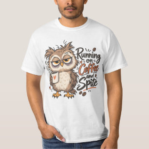 Lopend op Koffie en Wrok Moppende Uil T-shirt
