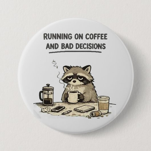 lopend op koffie ronde button 7,6 cm (Voorkant)