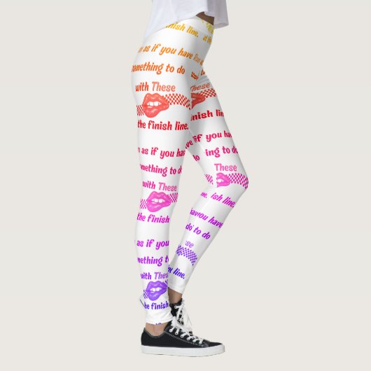 Lopend Speels Motivatie Typografie Patroon Leggings (Rechts)