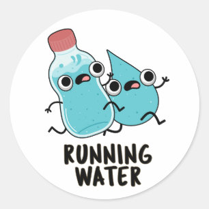 Lopend Water Grappige Water Pun Ronde Sticker