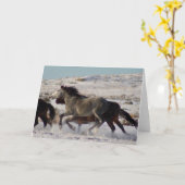 LOPEND WILD PAARDEN Gevouwen Wenskaart Kaart (Gele Bloem)