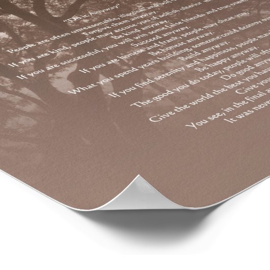 Lopende bomen "Hoe dan ook" Lagere tekst Poster (Hoek)