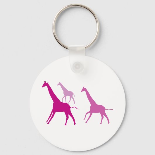 Lopende Giraffes (Paars) Sleutelhanger (Voorkant)