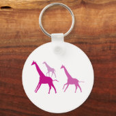 Lopende Giraffes (Paars) Sleutelhanger (Voorkant)