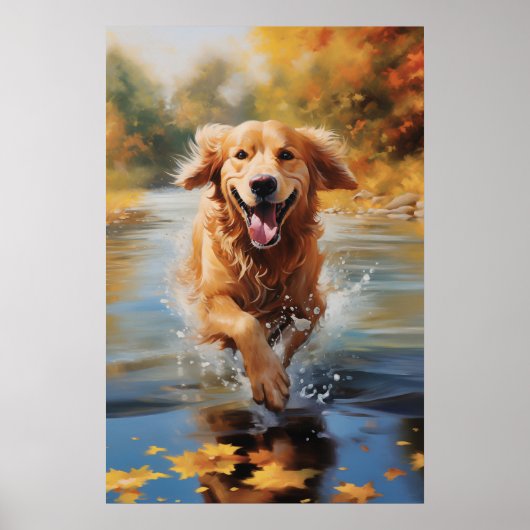 Lopende Golden Retriever Poster (Voorkant)