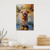 Lopende Golden Retriever Poster (Keuken)