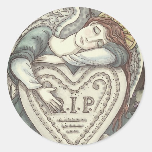 LOPENDE GUARDIAN ANGEL CEMETERY STICKER Rnd SHEET (Voorkant)