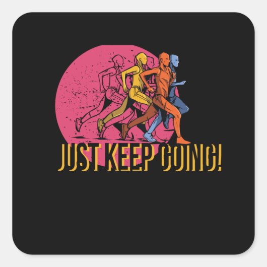 Lopende Mannen Vierkante Sticker (Voorkant)
