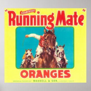 Lopende Oranje LabelLindsay, CA Poster