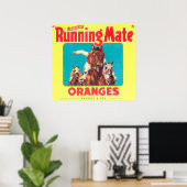 Lopende Oranje LabelLindsay, CA Poster (Thuiskantoor)