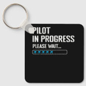 Lopende piloot Een ogenblik geduld. Luchtvaartmaat Sleutelhanger (Voorkant)