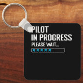 Lopende piloot Een ogenblik geduld. Luchtvaartmaat Sleutelhanger (Voorkant)