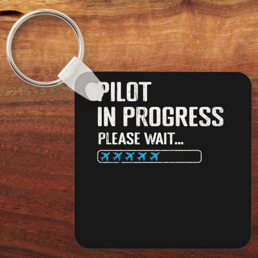 Lopende piloot Een ogenblik geduld. Luchtvaartmaat Sleutelhanger (Voorkant)