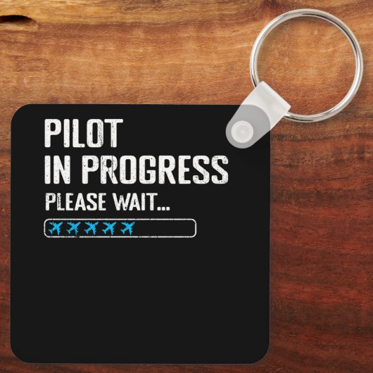 Lopende piloot Een ogenblik geduld. Luchtvaartmaat Sleutelhanger (Achterkant)