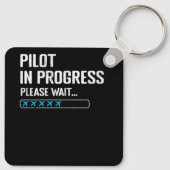 Lopende piloot Een ogenblik geduld. Luchtvaartmaat Sleutelhanger (Achterkant)