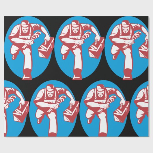 Lopende Plumber Cadeaupapier (Vlak)