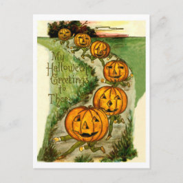 Lopende pompoenen wensen je een gelukkige Hallowee Briefkaart
