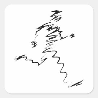 Lopende ritten, loopbanen, triatleten vierkante sticker