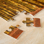 Lopende route door het bos in de herfst legpuzzel (Zijkant)