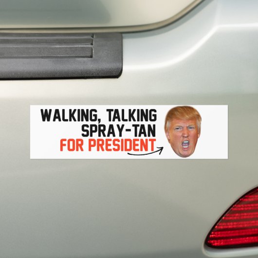 Lopende talk-Spray-tan voor President -.png Bumpersticker (Op auto)