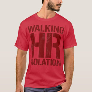 Lopende tekst over HR-overtreding  maroon T-shirt