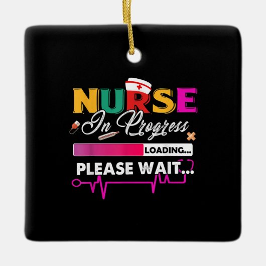 Lopende verpleegkundige Funny Nursing School, binn Keramisch Ornament (Voorkant)