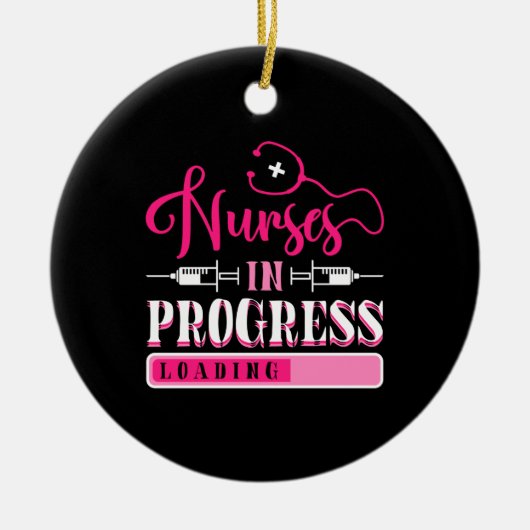 Lopende verpleegkundige scholier keramisch ornament (Voorkant)
