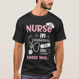 Lopende verpleegster gelieve te wachten t-shirt