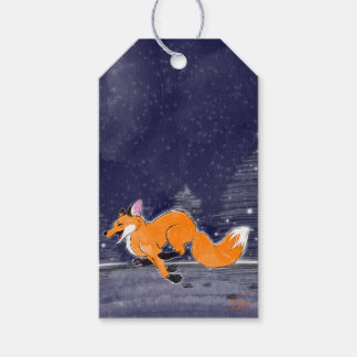 Lopende Vos Winter Cadeaubijslage Cadeaulabel