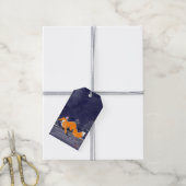 Lopende Vos Winter Cadeaubijslage Cadeaulabel (Met Touw)