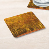 Lopende weg door het bos in het najaar onderzetter (Schuin)