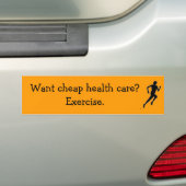 Lopende, wil goedkope gezondheidszorg? Oefening. Bumpersticker (Op auto)