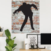 lopende zombie silhouette poster (Thuiskantoor)