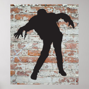 lopende zombie silhouette poster