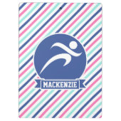 Loper, hardlopen; Blauwe, Roze en Witte strepen Klembord (Achterkant)