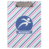 Loper, hardlopen; Blauwe, Roze en Witte strepen Klembord (Voorkant)