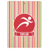 Loper, hardlopen; rode, groene, Oranje strepen Klembord (Achterkant)