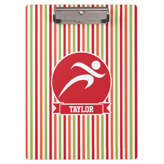 Loper, hardlopen; rode, groene, Oranje strepen Klembord (Voorkant)