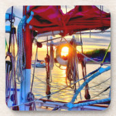 Lopez-boats en Sunset Hard Plastic Onderzetter (Voorkant)