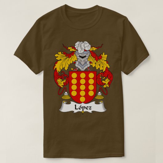 Lopez Coat of Arms Family Crest T-shirt (Design voorkant)