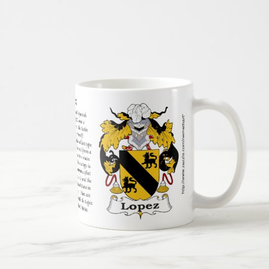 Lopez, de oorsprong, de betekenis en de crest koffiemok (Rechts)
