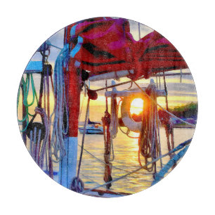 Lopez Island Sunset on Sailships Cutting Board Snijplank