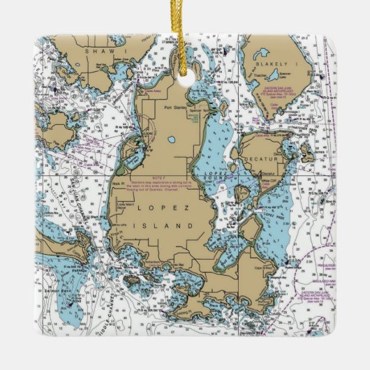 Lopez Island WA Chart Keramisch Ornament (Voorkant)