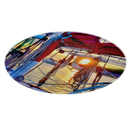 Lopez Island Zonsondergang op Zeilboten Snijplank (Hoek)